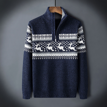 Thiago® | Nordic Reindeer Quarter-Zip Sweater