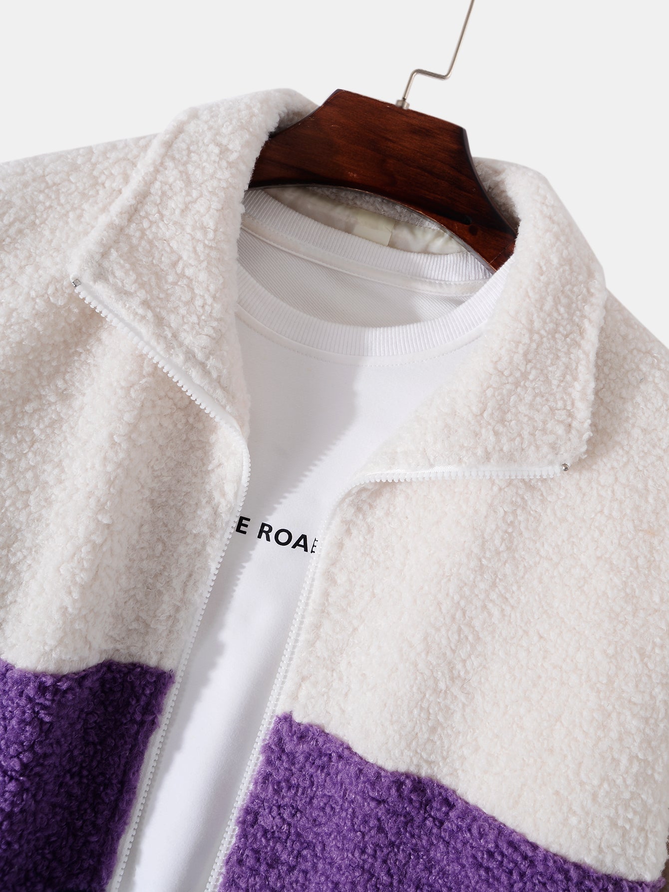 Arturo | Color Block Teddy Fleece Zip Up Coat