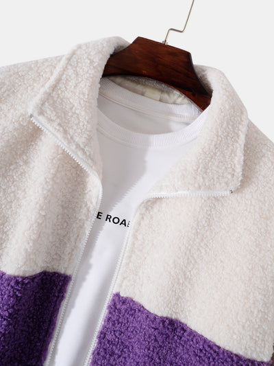 Arturo | Color Block Teddy Fleece Zip Up Coat