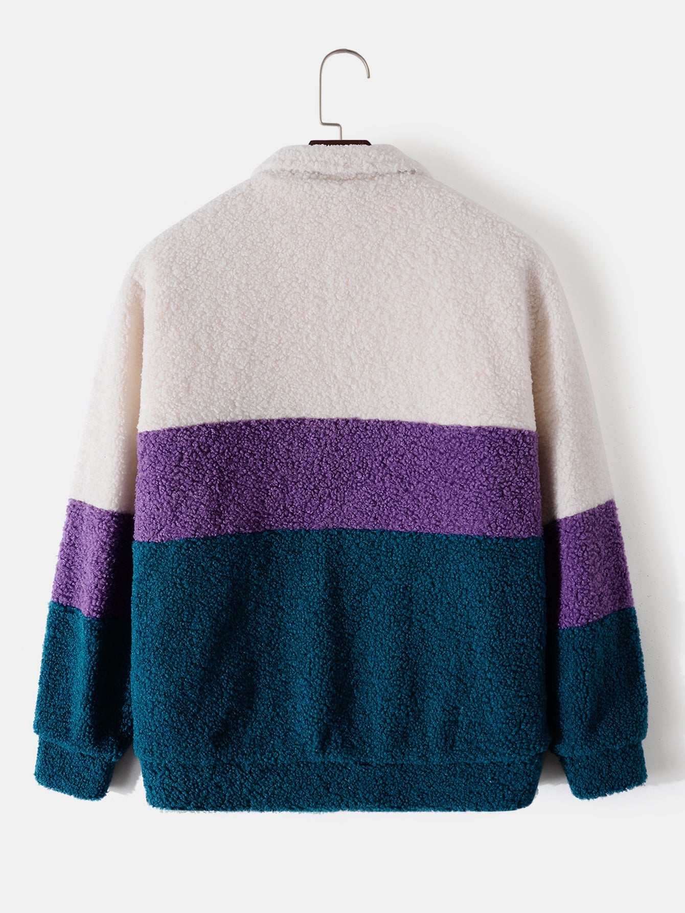Arturo | Color Block Teddy Fleece Zip Up Coat