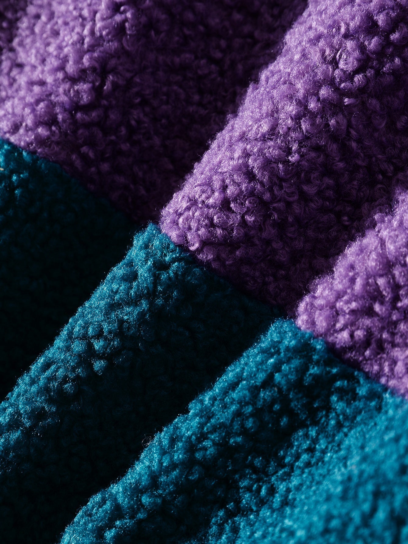 Arturo | Color Block Teddy Fleece Zip Up Coat