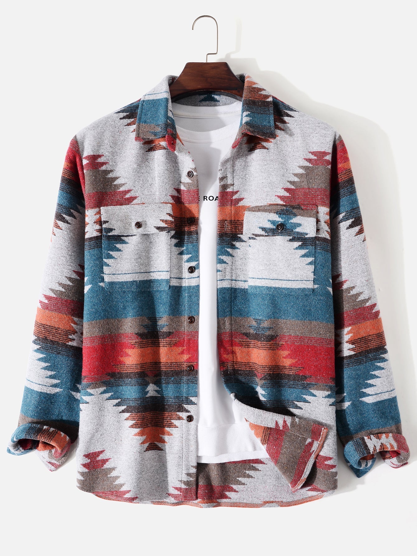 Mateo® | Aztec Geometric Print Overshirt