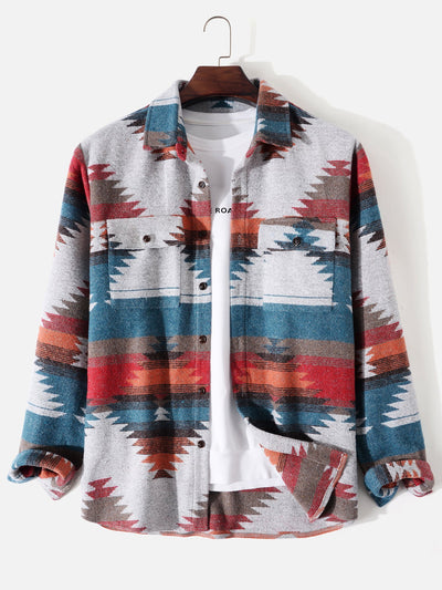 Mateo® | Aztec Geometric Print Overshirt