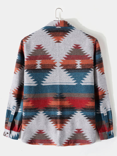 Mateo® | Aztec Geometric Print Overshirt