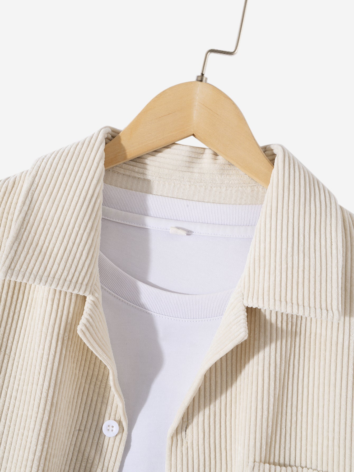 Amethist® | Long Sleeved Corduroy Revere Collar Shirt