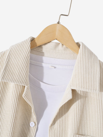Amethist® | Long Sleeved Corduroy Revere Collar Shirt