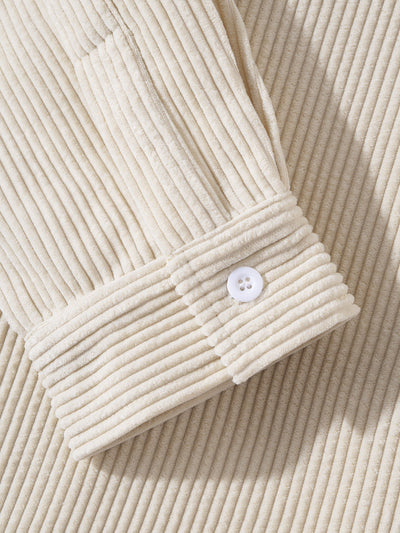 Amethist® | Long Sleeved Corduroy Revere Collar Shirt