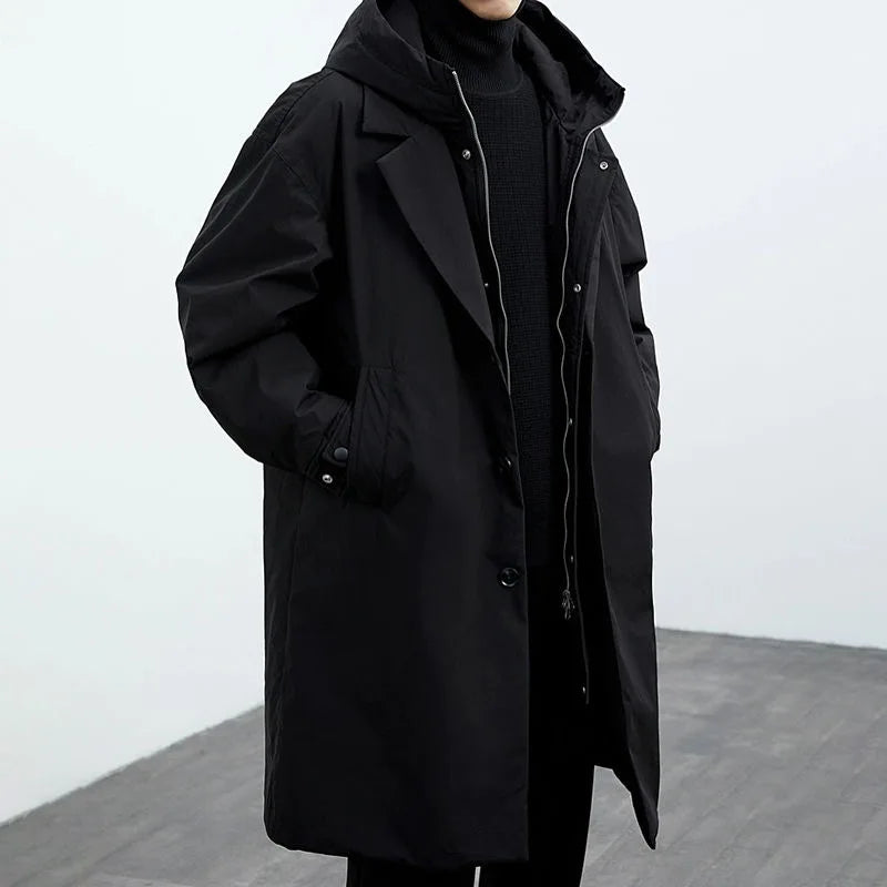 Henrik | Men's hooded button-front trench coat