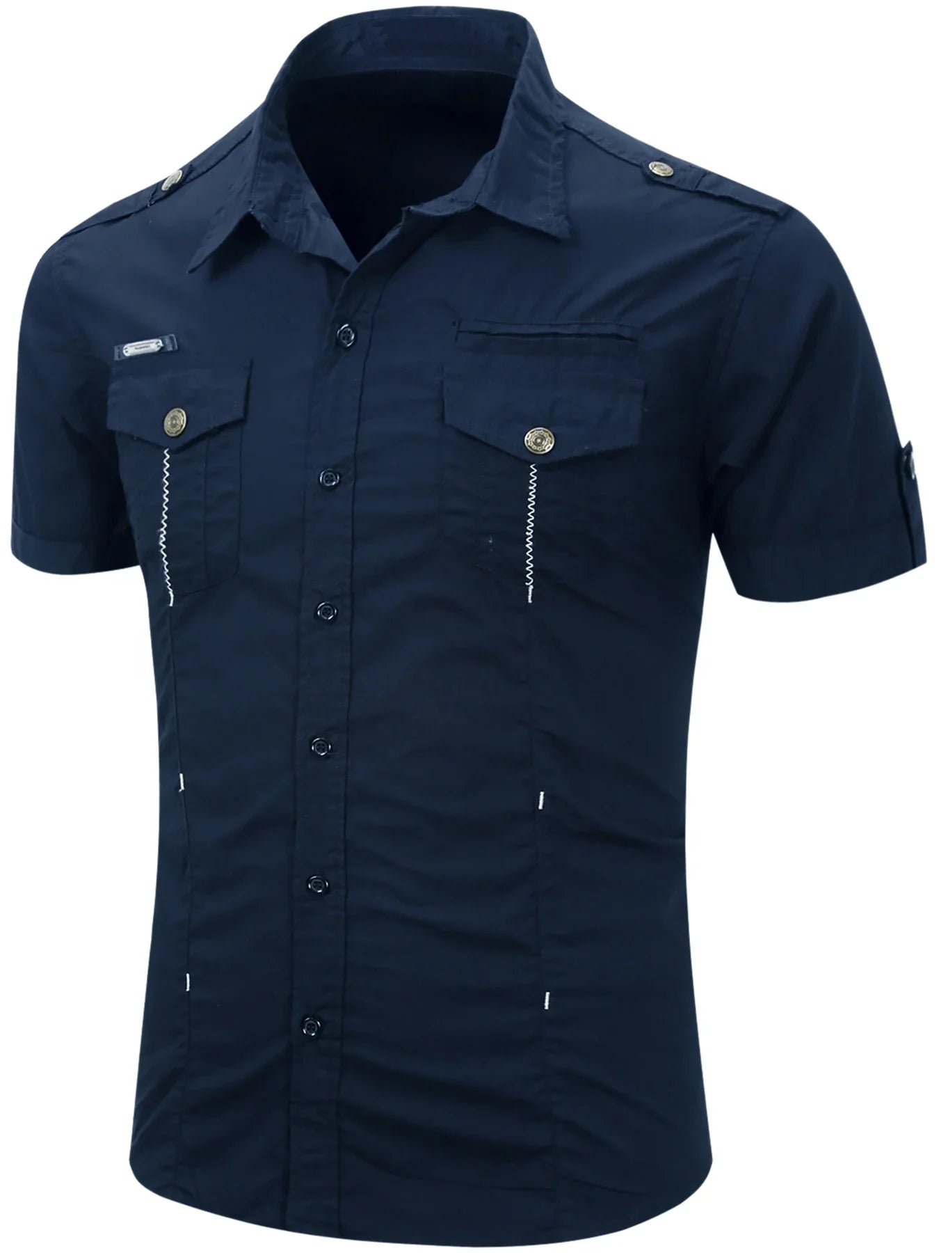Elijah | Short Sleeved Cotton Cargo Shirt