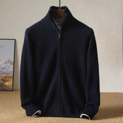 Damon | Samuel Ribbed Wool Zip Cardigan