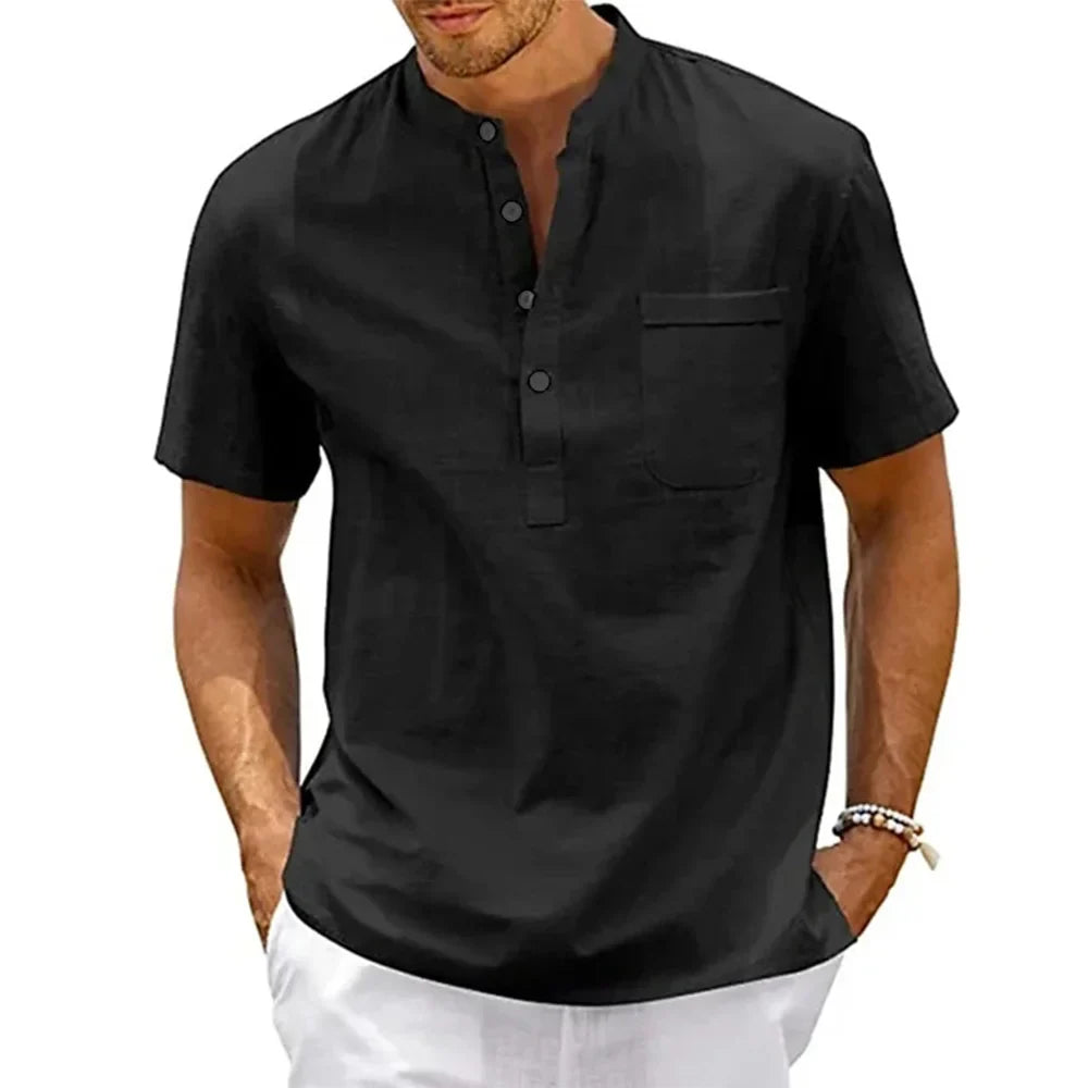 Trent® | Henley Linen And Cotton Shirt