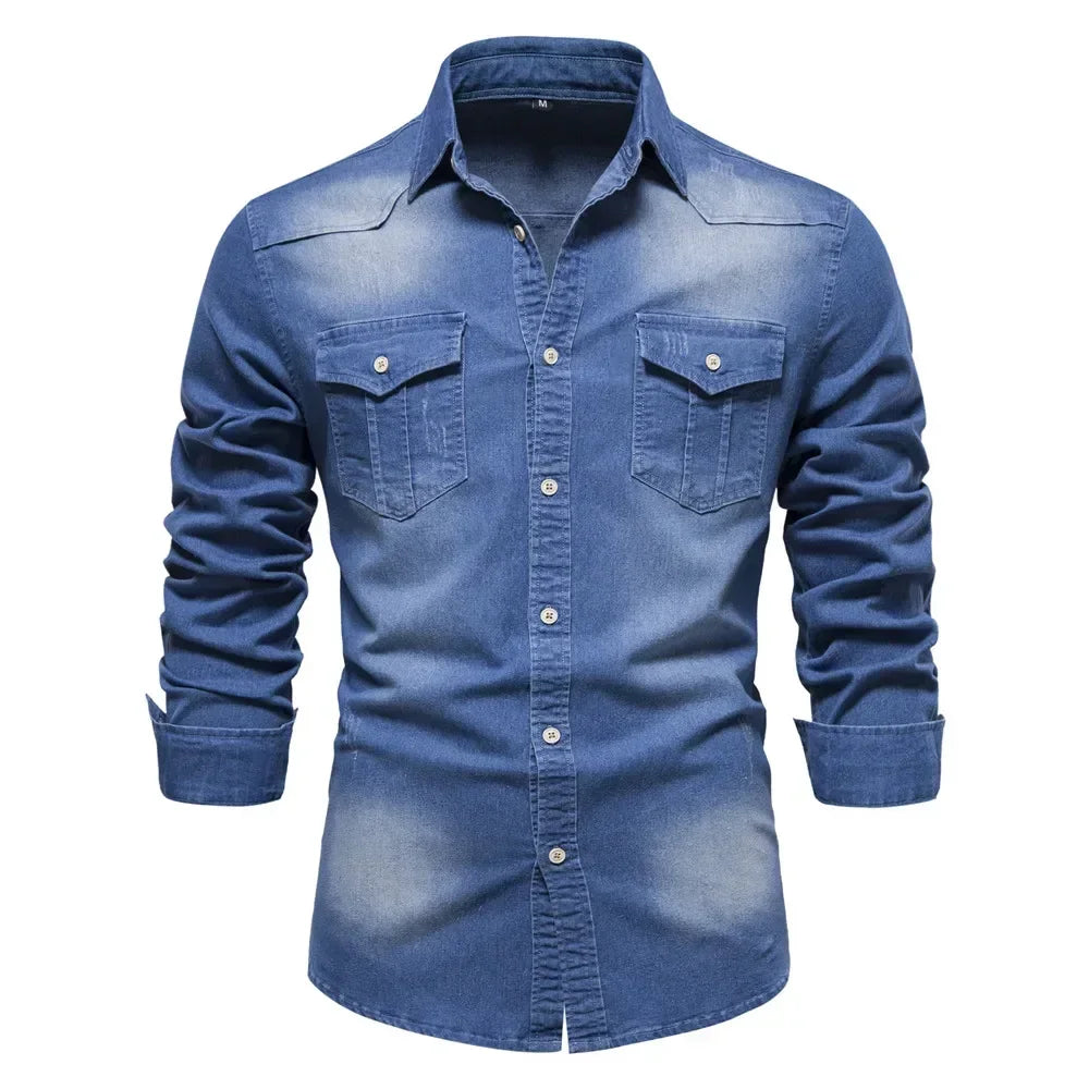 Roberto® | Men'S Stretch Cotton Denim Shirt