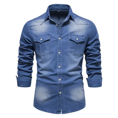 Roberto® | Men'S Stretch Cotton Denim Shirt