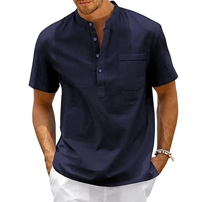 Francisco® | Henley Linen And Cotton Shirt