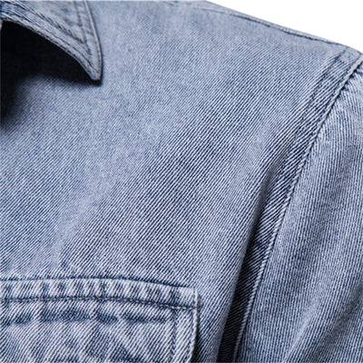Truman® | 100% Cotton Denim Shirts Men Casual Solid Color Thick Long Sleeve Shirt For Men Spring High Quality Jeans Male Shirt
