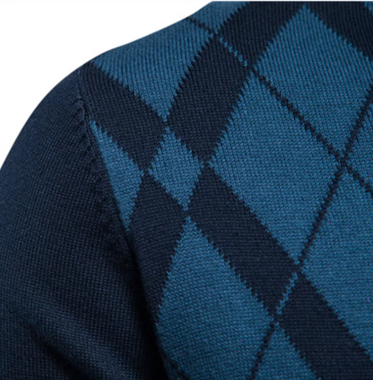 Tomás® | Elegant sweater with short zip and geometric pattern