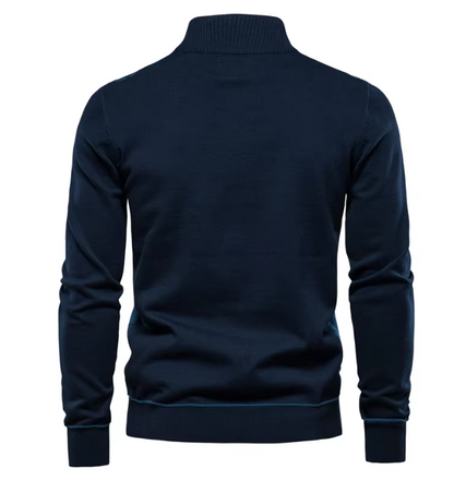 Tomás® | Elegant sweater with short zip and geometric pattern