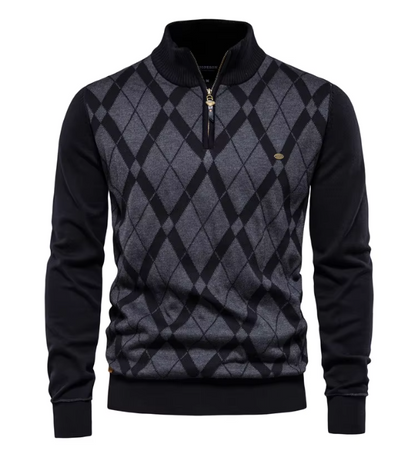 Tomás® | Elegant sweater with short zip and geometric pattern