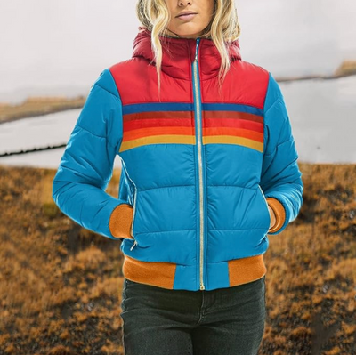 Faetón | Women's striped retro puffer jacket with front zip