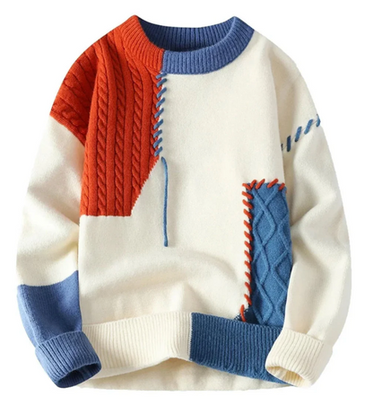 Ezra® | Retro Patchwork Sweater