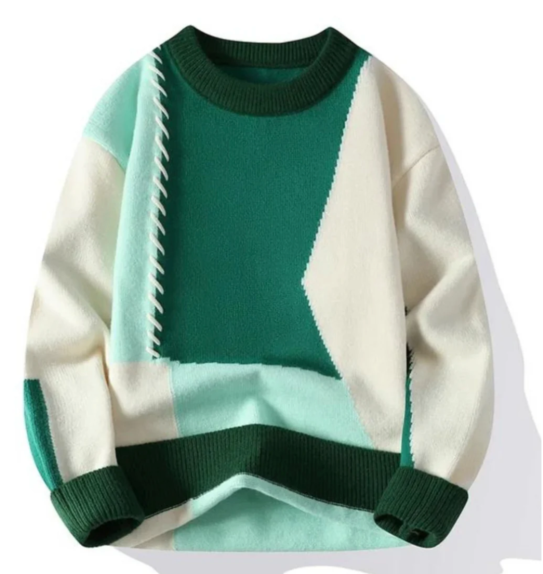 Ezra® | Retro Patchwork Sweater