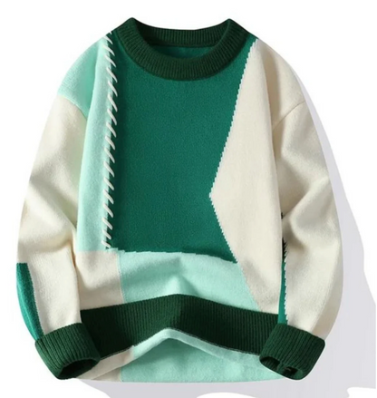 Ezra® | Retro Patchwork Sweater