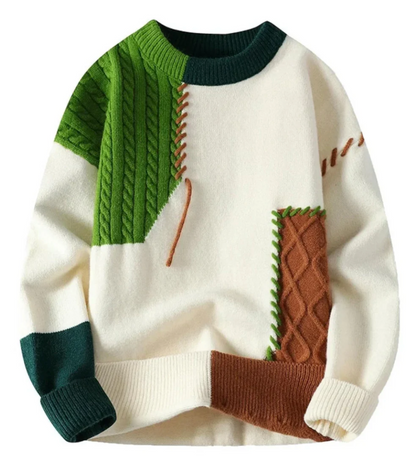 Ezra® | Retro Patchwork Sweater
