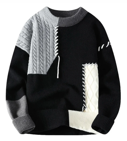Ezra® | Retro Patchwork Sweater