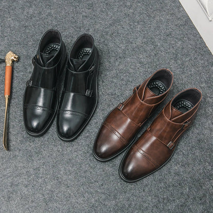 Eduardo® | Leather Boots With Double Monk Belt