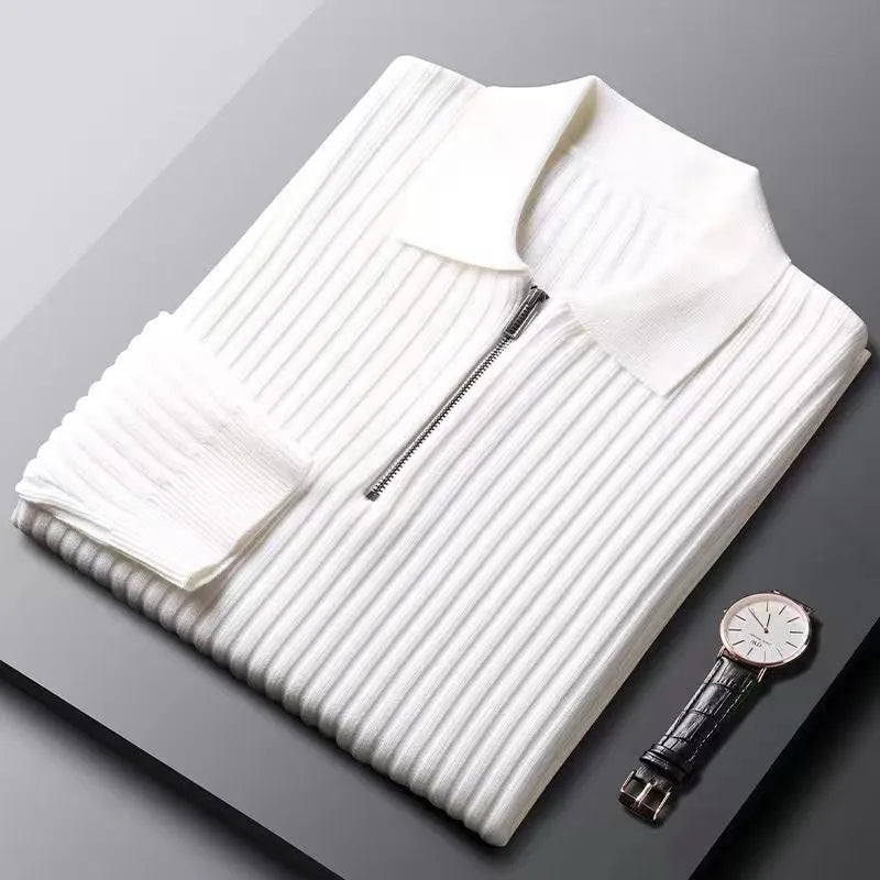 Edelmiro® | Lightweight Long-Sleeved Striped Polo Shirt