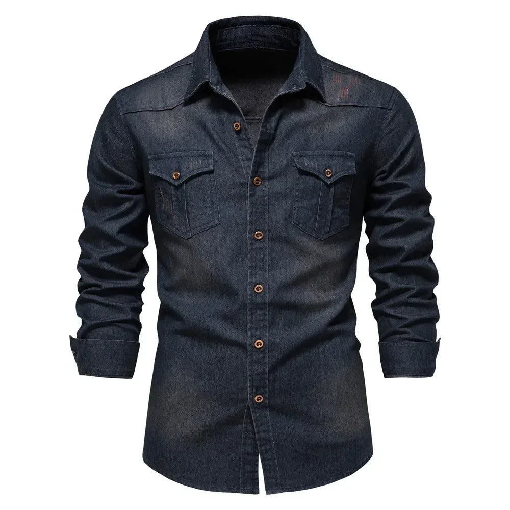Fabricio® | Men'S Elastic Cotton Denim Shirt