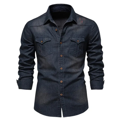 Roberto® | Men'S Stretch Cotton Denim Shirt