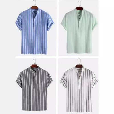 Zavier | Elegant Short Sleeved Striped Shirt