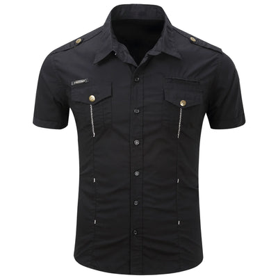 Elijah | Short Sleeved Cotton Cargo Shirt