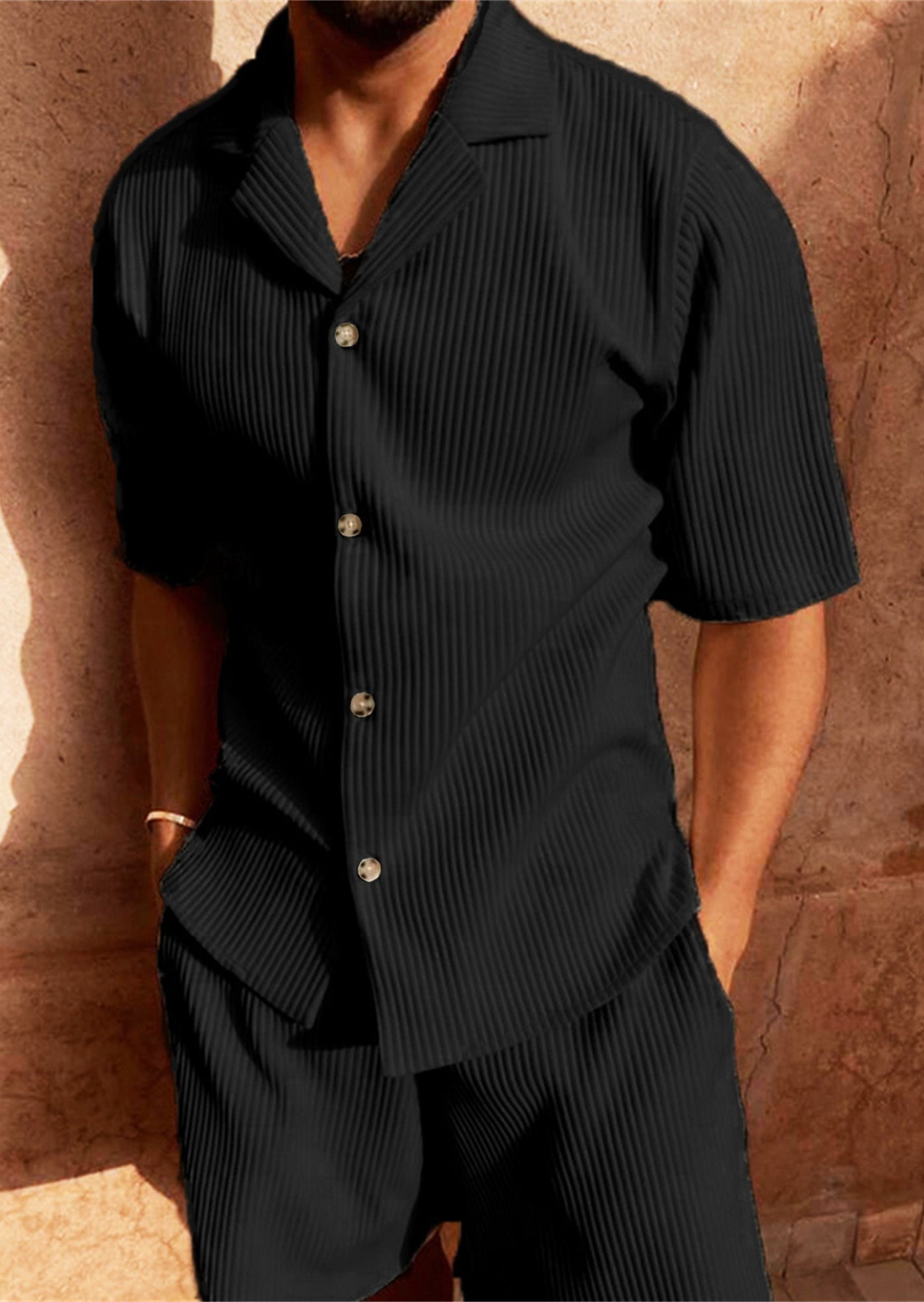 Rigel | Short-sleeved rope shirt and shorts set