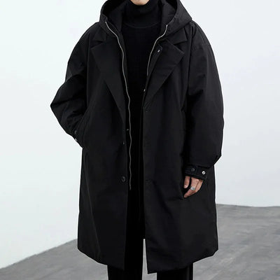 Idán | Hooded trench coat for men in plus size
