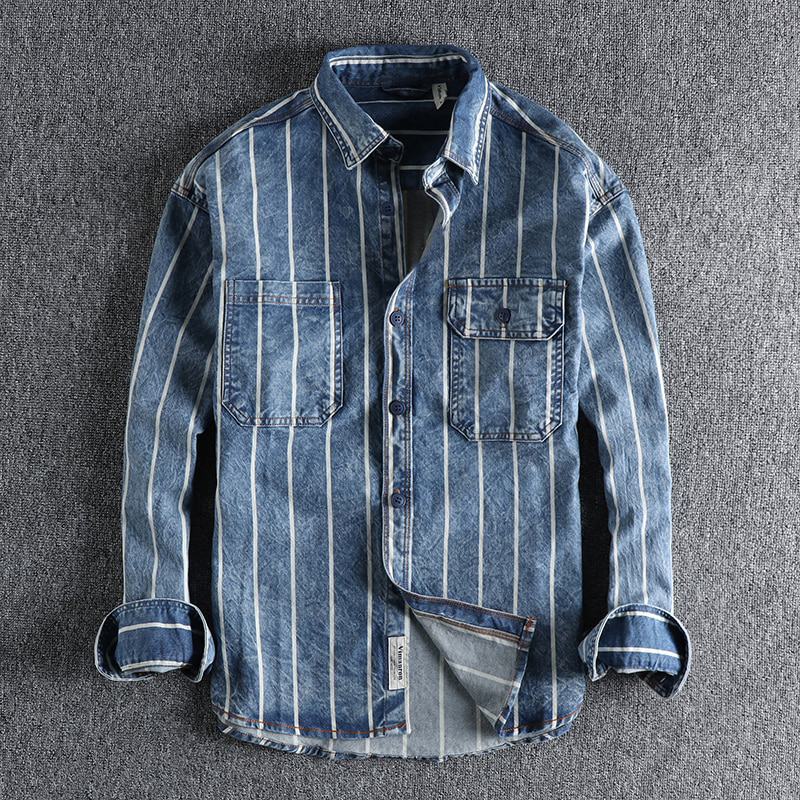 Clive® | Trendy Striped Denim Shirt