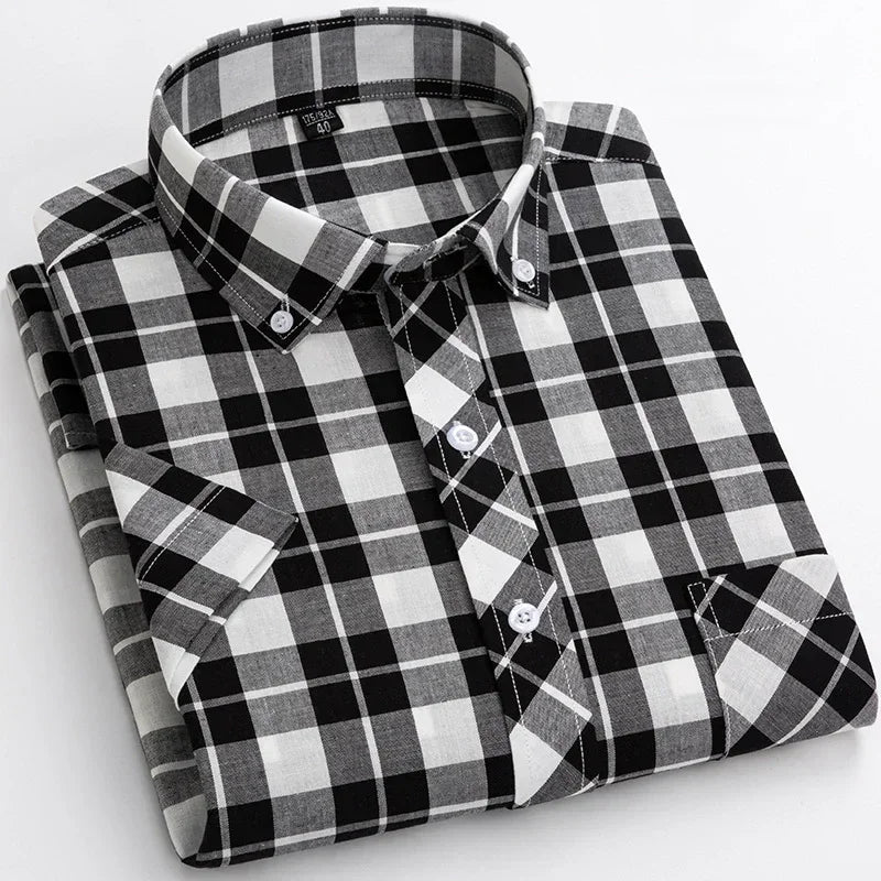 Mason | Cotton Short Sleeved Checkered Shirt
