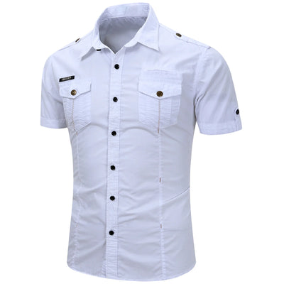 Elijah | Short Sleeved Cotton Cargo Shirt