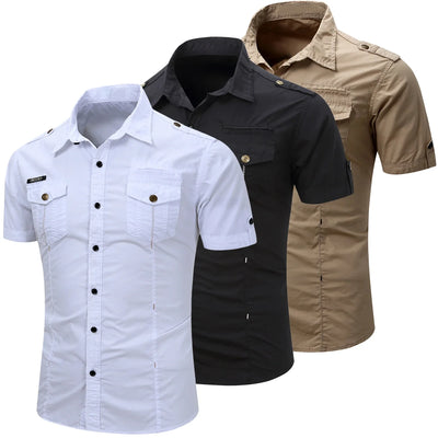 Elijah | Short Sleeved Cotton Cargo Shirt