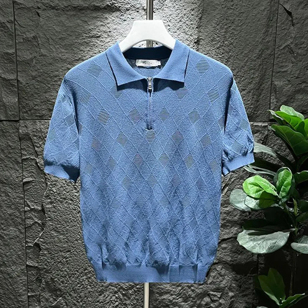 Boden® | Checked Men's Polo With Zipper