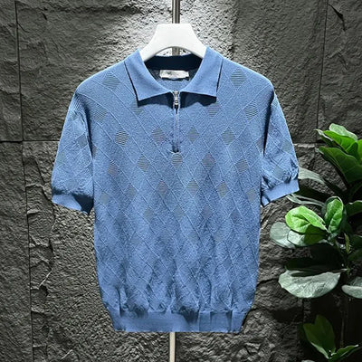Boden® | Checked Men's Polo With Zipper