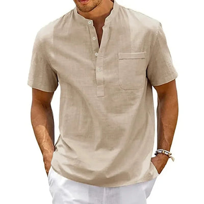 Francisco® | Henley Linen And Cotton Shirt