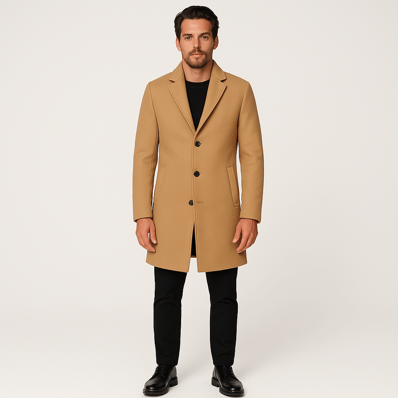 Azrael® | Stylish Wool Blend Overcoat – Tailored for the Modern Gentleman