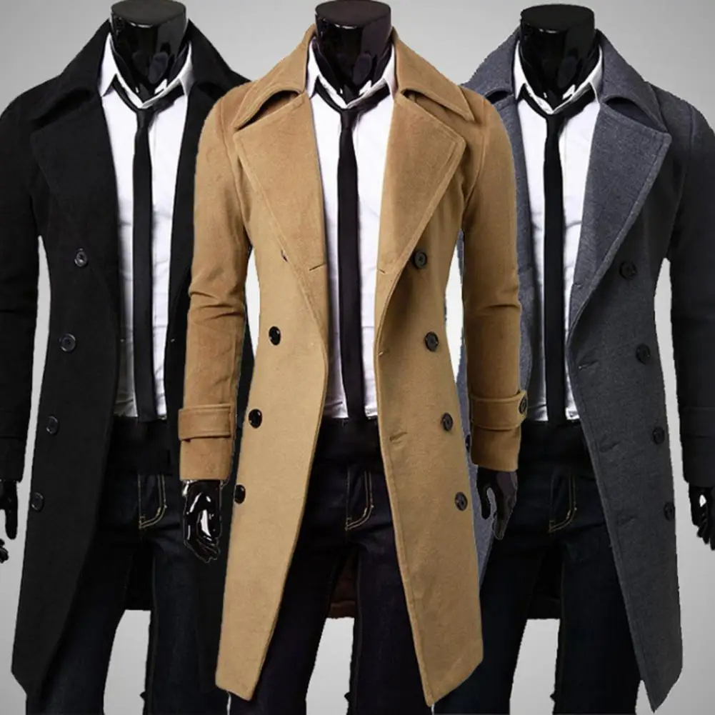 Niran | Men's winter coat - double-breasted jacket with wool content and warm lining