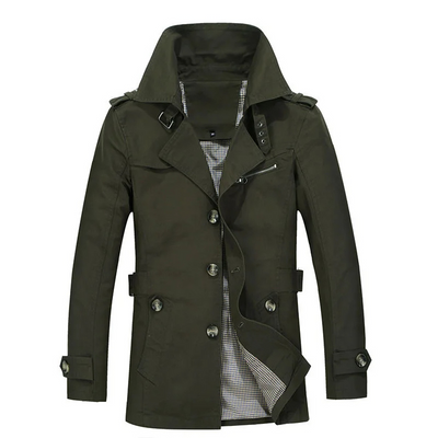 Paco | Men's winter coat - Elegant trench coat with belt loops and button placket