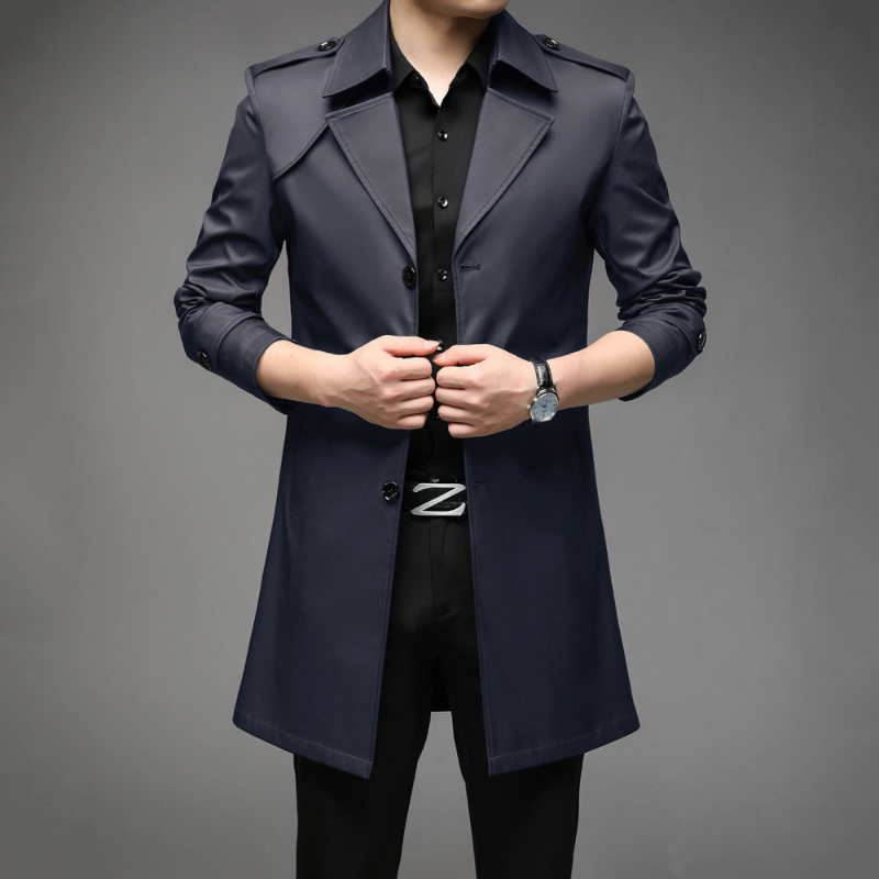 Otis | Elegant men's trench coat – classic coat with shoulder details