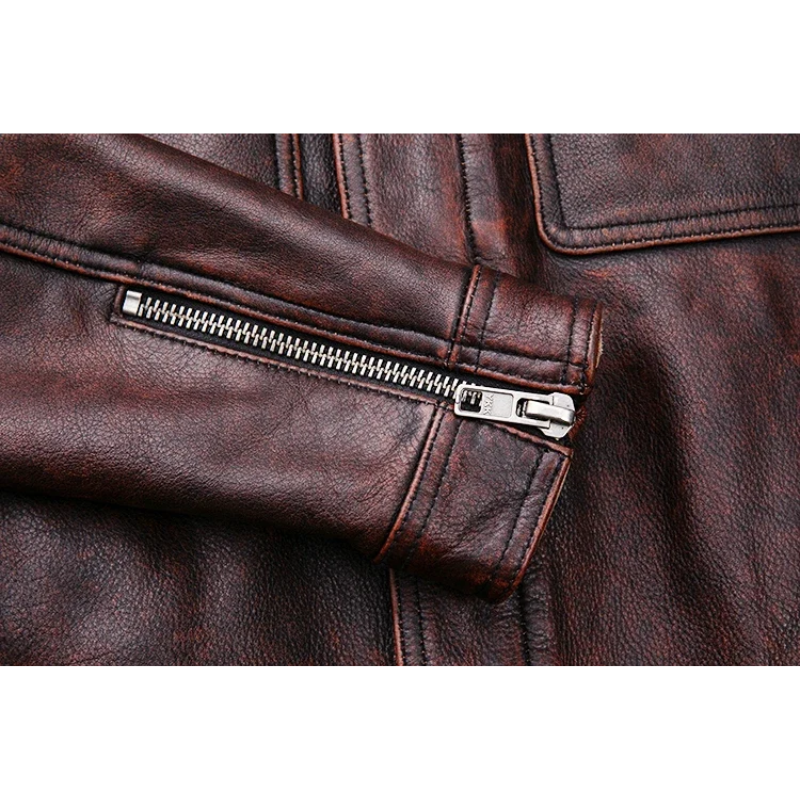 Théo | Elegant men's genuine leather jacket with zipper and buttons