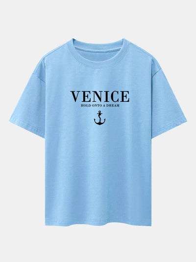 Asher® | Venice Anchor Print Drop Shoulder Oversize T-Shirt