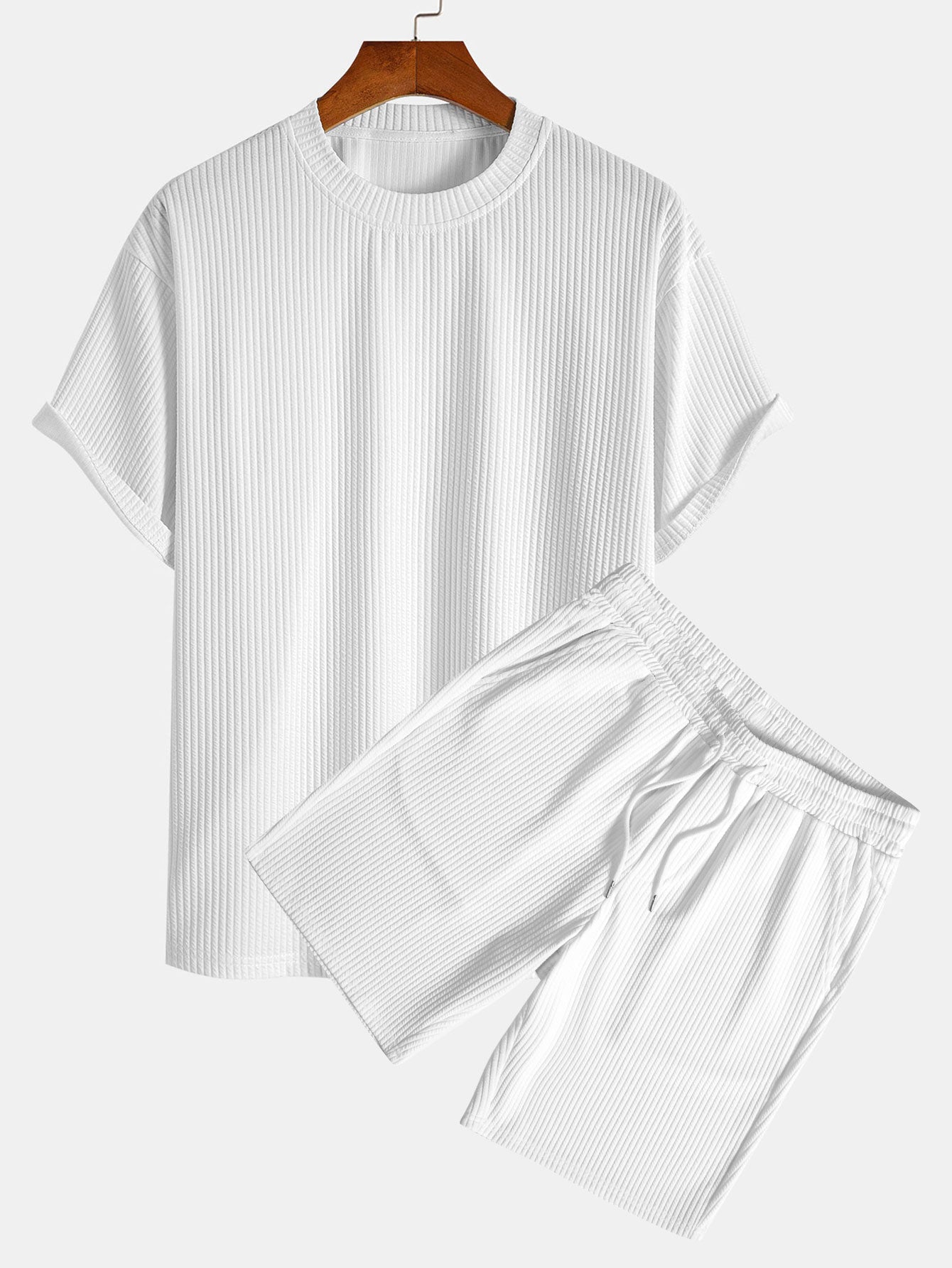 Ezequiel® | Relax Fit Ribbed T-Shirt & Drawstring Ribbed Shorts